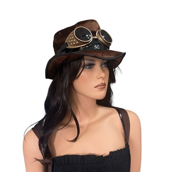 Adult XL  Steampunk Lady Costume And Hat Cosplay Size 14-16 Goggles Ruffles - Picture 5 of 10